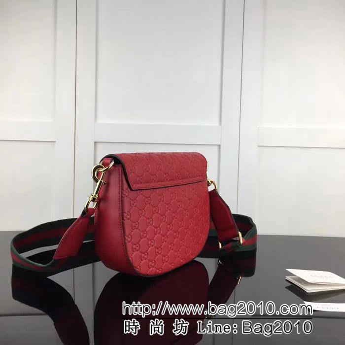 GUCCI古馳原單 新款專櫃品質原單皮質453189 紅壓單肩斜挎包 HY1138
